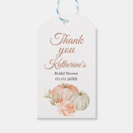 Herfst Peach en Green Pumpkin Rustic Dank u Label Cadeaulabel