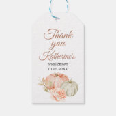 Herfst Peach en Green Pumpkin Rustic Dank u Label Cadeaulabel (Achterkant)
