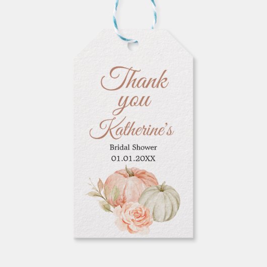 Herfst Peach en Green Pumpkin Rustic Dank u Label Cadeaulabel (Achterkant)