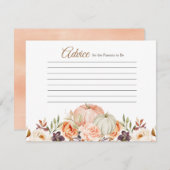 Herfst Peach Green Pumpkin Rustic Floral Advice Informatiekaartje (Voorkant / Achterkant)