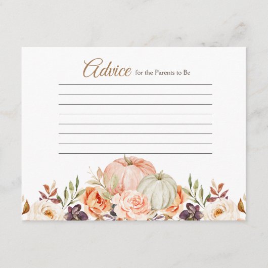 Herfst Peach Green Pumpkin Rustic Floral Advice Informatiekaartje (Voorkant)