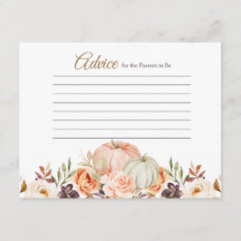 Herfst Peach Green Pumpkin Rustic Floral Advice Informatiekaartje