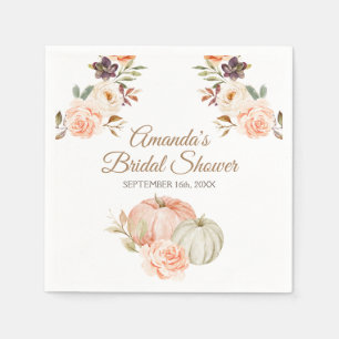 Herfst Peach Green Pumpkin Rustic Floral Servet