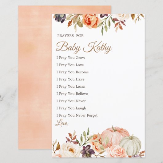 Herfst Peach Pumpkin Love Prayers for Baby (Voorkant / Achterkant)