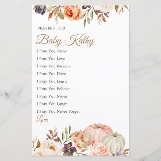 Herfst Peach Pumpkin Love Prayers for Baby (Voorkant)