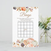 Herfst Peach Pumpkin Rustic Floral Bingo Games (Staand voorkant)