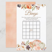 Herfst Peach Pumpkin Rustic Floral Bingo Games (Voorkant / Achterkant)