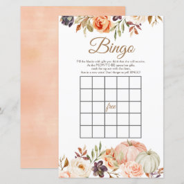 Herfst Peach Pumpkin Rustic Floral Bingo Games