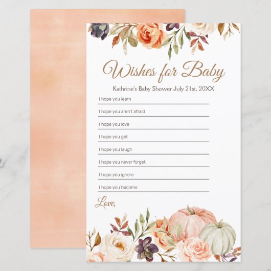 Herfst Peach Pumpkin Rustic Floral wil Baby (Voorkant / Achterkant)