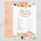 Herfst Peach Pumpkin Rustic Word Scramble (Voorkant / Achterkant)