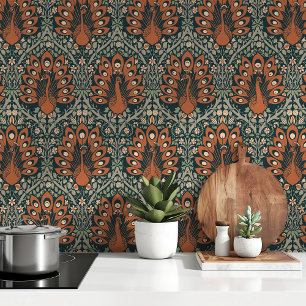 Herfst Peacocks Art Nouveau Behang