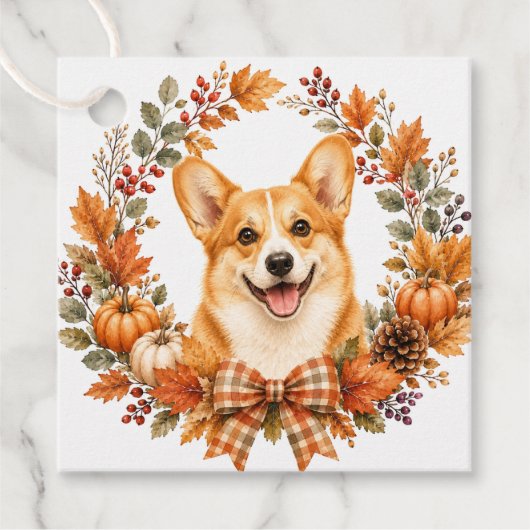 Herfst Pembroke Welsh Corgi Bedankjes Labels (Voorkant)
