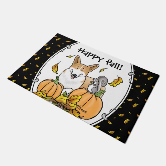 Herfst Pembroke Welsh Corgi (red 1) Pumpkins Cute Deurmat (Schuin)
