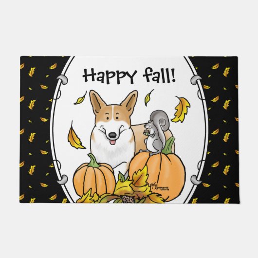 Herfst Pembroke Welsh Corgi (red 1) Pumpkins Cute Deurmat (Voorkant)