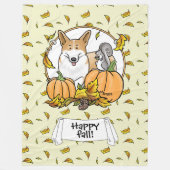 Herfst Pembroke Welsh Corgi (red 1) Pumpkins Cute Fleece Deken (Voorkant)