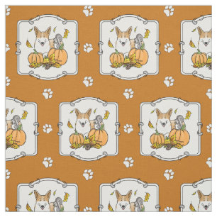 Herfst Pembroke Welsh Corgi (red 1) Pumpkins Cute Stof