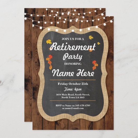 Herfst Pensioenpartij Rustisch in ruste hout Uitno Kaart (Voorkant / Achterkant)