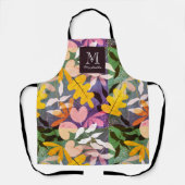 Herfst Persoonlijk Monogram Abstract Bloemenschort Schort (Voorkant)