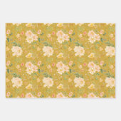 Herfst Perzik Bloem Waterverf op Ceylon Geel Inpakpapier Vel (Voorkant 3)