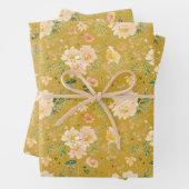 Herfst Perzik Bloem Waterverf op Ceylon Geel Inpakpapier Vel (In situ)