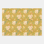 Herfst Perzik Bloem Waterverf op Ceylon Geel Inpakpapier Vel (Voorkant)