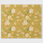 Herfst Perzik Bloem Waterverf op Ceylon Geel Terug Cadeaupapier (Vlak)