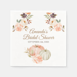 Herfst Perzik Groene Pompoen Landelijke Bloem Servet