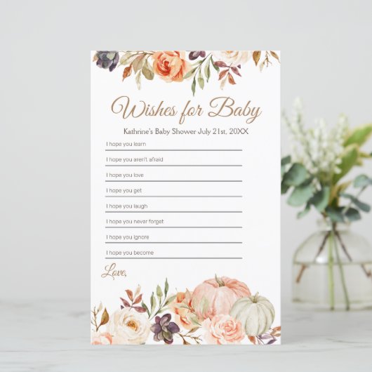 Herfst Perzik Pompoen Rustieke Bloem Wensen voor B (Staand voorkant)
