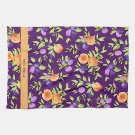 Herfst perziken Pruimen Paarse groene Sinaasappel Theedoek