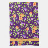 Herfst perziken Pruimen Paarse groene Sinaasappel  Theedoek (Verticaal)