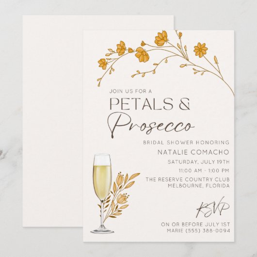 Herfst Petals Prosecco Vrijgezellenfeest Party Kaart (Voorkant / Achterkant)
