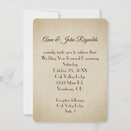 Herfst Pheasant Wedding Vow Renewal Kaart (Achterkant)