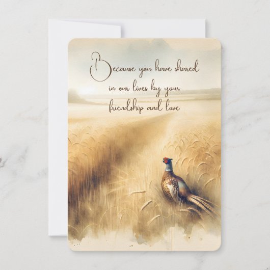 Herfst Pheasant Wedding Vow Renewal Kaart (Voorkant)