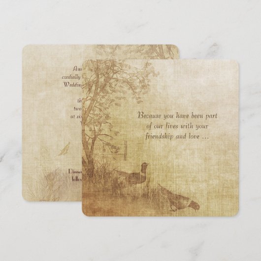 Herfst Pheasant Wedding Vow Renewal Kaart (Voorkant / Achterkant)