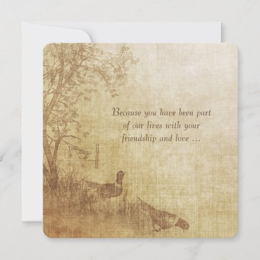 Herfst Pheasant Wedding Vow Renewal Kaart (Voorkant)