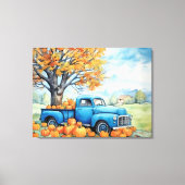Herfst  Pickup en Pompoenen 32x24 Canvas Afdruk (Voorkant)
