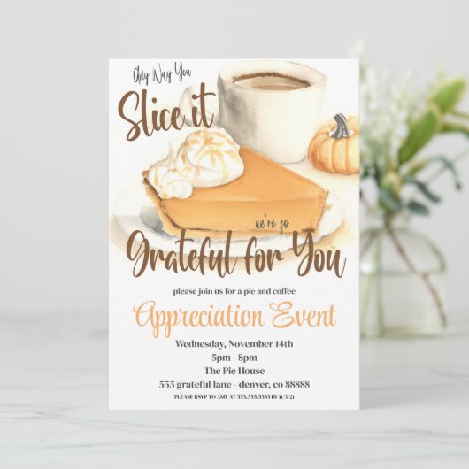 Herfst Pie Appreciation Invitation Kaart (Staand voorkant)