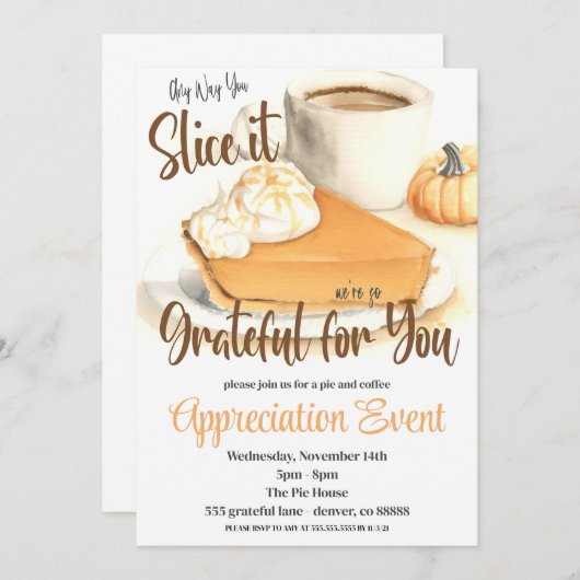 Herfst Pie Appreciation Invitation Kaart (Voorkant / Achterkant)