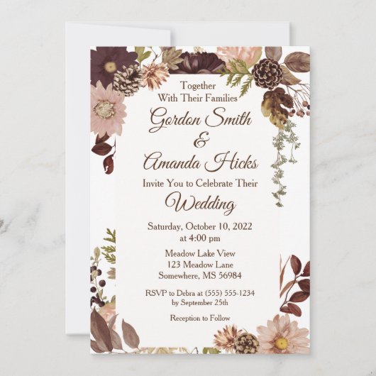 Herfst Pine cone Wedding Kaart (Voorkant)