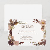 Herfst Pine Cone Wedding RSVP Kaart - Horizontaal (Voorkant / Achterkant)