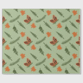 Herfst Pine en Maple Leaf Naadloos inpakpapier (Vlak)