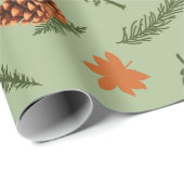 Herfst Pine en Maple Leaf Naadloos inpakpapier (Rol Hoek)