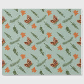 Herfst Pine en Maple Leaf Naadloos inpakpapier (Vlak)