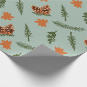 Herfst Pine en Maple Leaf Naadloos inpakpapier (Hoek)
