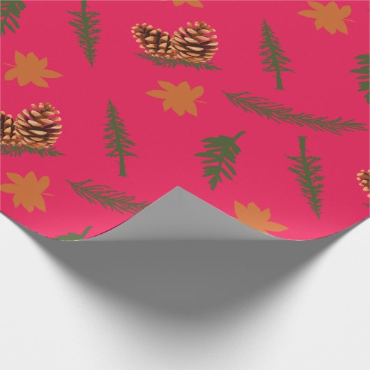 Herfst Pinecone en Leaf Naadloos inpakpapier (Hoek)