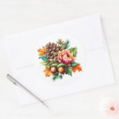 Herfst Pinecone Ronde Sticker (Envelop)