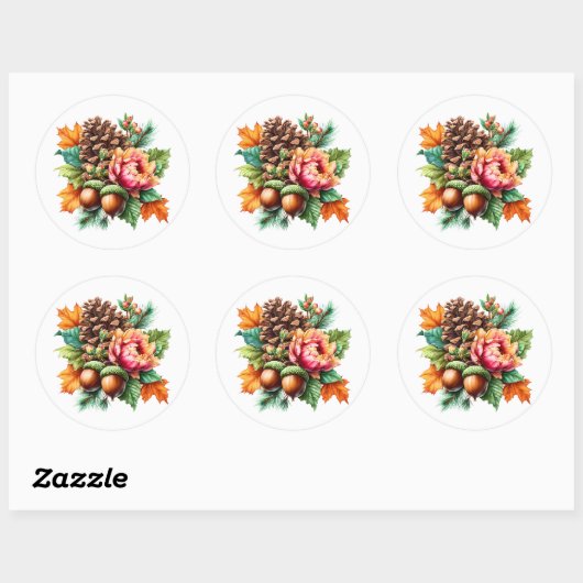 Herfst Pinecone Ronde Sticker (Vel)