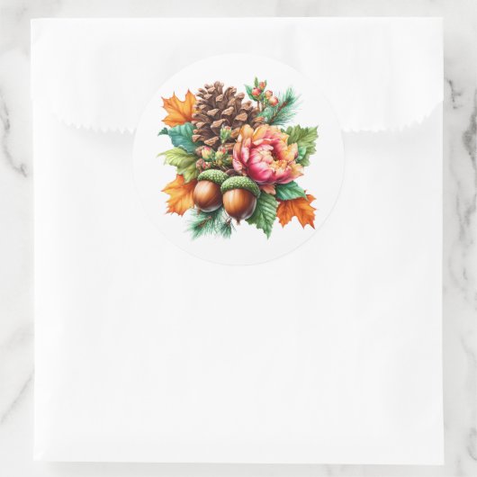 Herfst Pinecone Ronde Sticker (Tas)