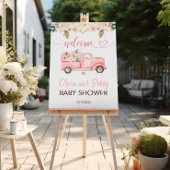 Herfst Pink Floral Pumpkin Truck Baby shower Welko Poster