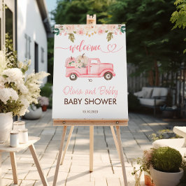 Herfst Pink Floral Pumpkin Truck Baby shower Welko Poster
